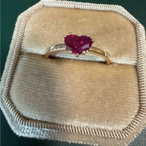 14K solid gold natural earth mined ruby heart woman’s wedding engagement ring